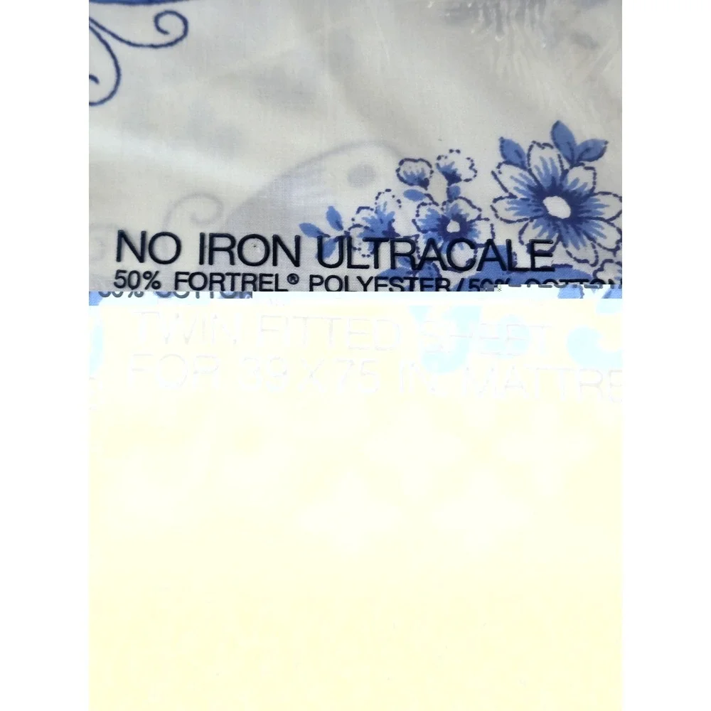 VTG New Dead Stock Wamsutta Ultracale Twin Fitted Sheet Porcelain Butterfly
